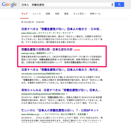 日本人　労働生産性 Google 検索