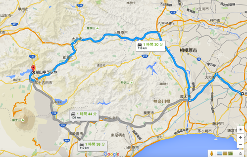 東海道 から 湖山亭うぶや Google マップ